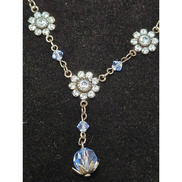 Vintage Blue Austrian Crystal Necklace - Picture 1 of 8